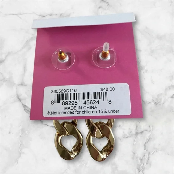 Betsey Johnson Leopard Print and Gold Chain Earrings NWT - Picture 2 of 2